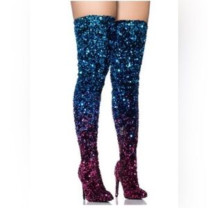 Azalea Wang sequin thigh high boots Brand New sz 8.5